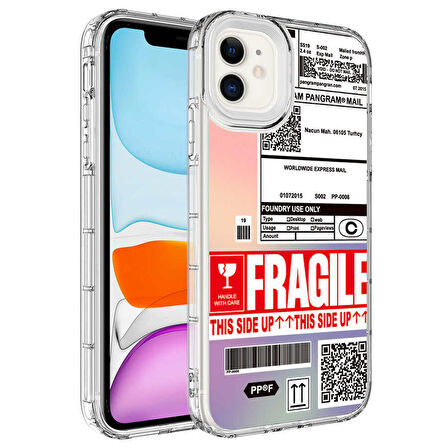 iPhone 12 Uyumlu Kamera Korumalı Renkli Desenli Sert Silikon Zore Korn Kapak-NO5