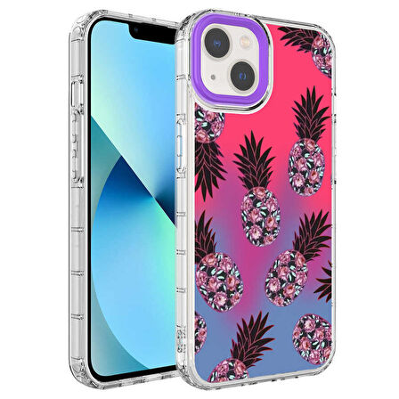 iPhone 13 Uyumlu Kamera Korumalı Renkli Desenli Sert Silikon Zore Korn Kapak-NO6