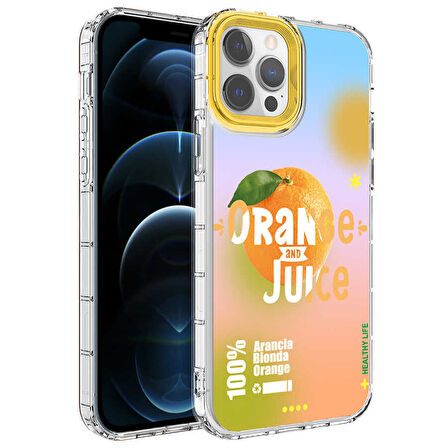 iPhone 13 Pro Uyumlu Kamera Korumalı Renkli Desenli Sert Silikon Zore Korn Kılıf-NO3
