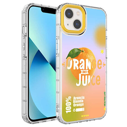 iPhone 14 Uyumlu Kamera Korumalı Renkli Desenli Sert Silikon Zore Korn Kılıf-NO3