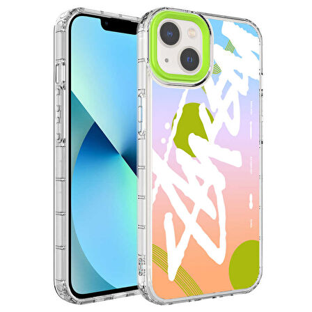 iPhone 14 Plus Uyumlu Kamera Korumalı Renkli Desenli Sert Silikon Zore Korn Kılıf-NO2