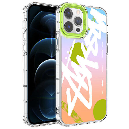 iPhone 14 Pro Max Uyumlu Kamera Korumalı Renkli Desenli Sert Silikon Zore Korn Kılıf-NO2
