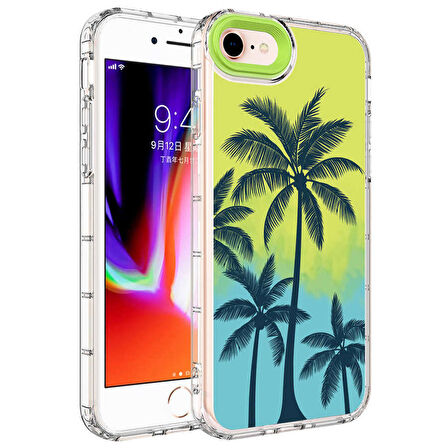 iPhone 8 Uyumlu Kamera Korumalı Renkli Desenli Sert Silikon Zore Korn Kapak-NO8