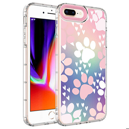 iPhone 7 Plus Uyumlu Kamera Korumalı Renkli Desenli Sert Silikon Zore Korn Kapak-NO7