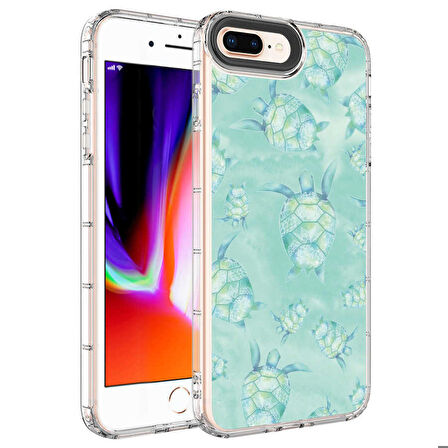 iPhone 8 Plus Uyumlu Kamera Korumalı Renkli Desenli Sert Silikon Zore Korn Kapak-NO13