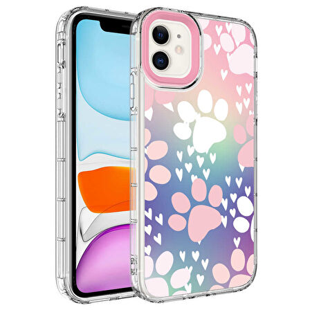 iPhone 11 Uyumlu Kamera Korumalı Renkli Desenli Sert Silikon Zore Korn Kılıf-NO7