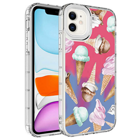 iPhone 11 Uyumlu Kamera Korumalı Renkli Desenli Sert Silikon Zore Korn Kılıf-NO9