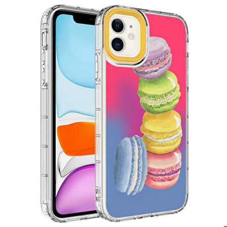 iPhone 12 Uyumlu Kamera Korumalı Renkli Desenli Sert Silikon Zore Korn Kapak-NO12