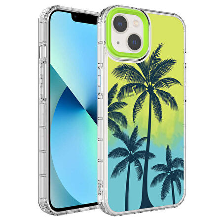 iPhone 13 Uyumlu Kamera Korumalı Renkli Desenli Sert Silikon Zore Korn Kılıf-NO8
