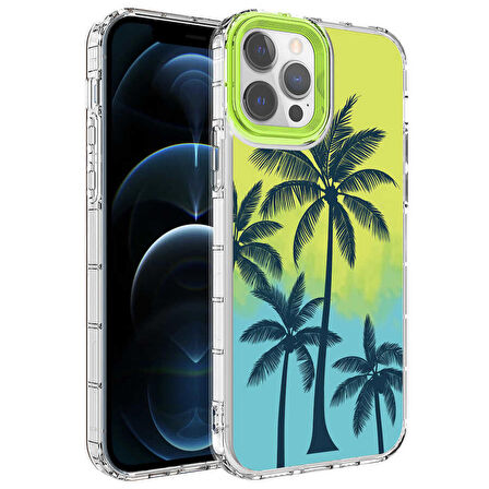 iPhone 13 Pro Uyumlu Kamera Korumalı Renkli Desenli Sert Silikon Zore Korn Kapak-NO8