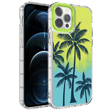 Apple iPhone 13 Pro Max Kılıf Kamera Korumalı Renkli Desenli Sert Silikon Zore Korn Kapak-NO8