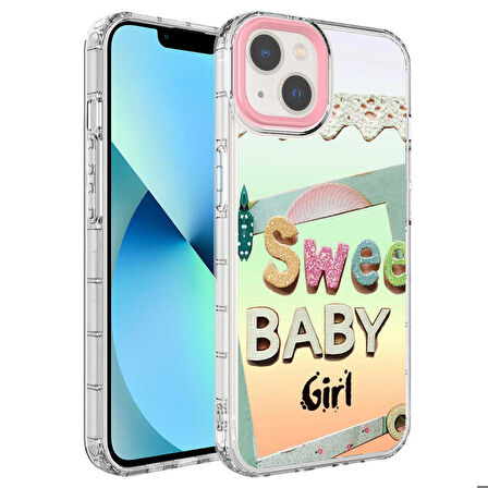 iPhone 14 Uyumlu Kamera Korumalı Renkli Desenli Sert Silikon Zore Korn Kapak-NO10