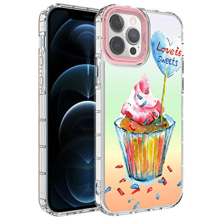 iPhone 14 Pro Uyumlu Kamera Korumalı Renkli Desenli Sert Silikon Zore Korn Kapak-NO15