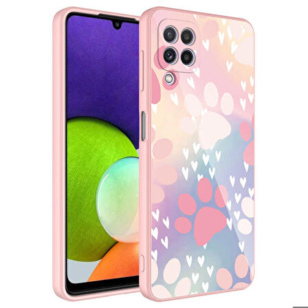 Galaxy M22 Uyumlu Kamera Korumalı Desenli Sert Silikon Zore Epoksi Kapak-NO4