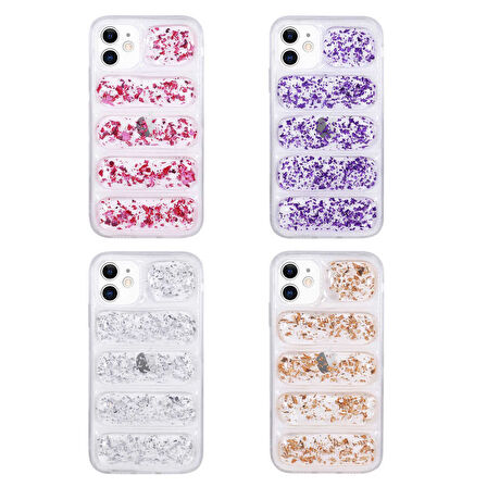 iPhone 12 Uyumlu Kamera Korumalı Simli AirBag'li Zore Dalga Kılıf-Pembe Koyu