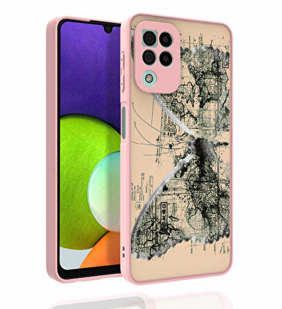 Galaxy M22 Uyumlu Desenli Kamera Korumalı Parlak Zore Nora Kapak-NO4