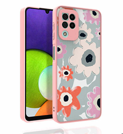 Galaxy A22 4G Uyumlu Desenli Kamera Korumalı Parlak Zore Nora Kapak-NO5