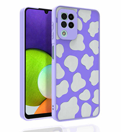 Galaxy A22 4G Uyumlu Desenli Kamera Korumalı Parlak Zore Nora Kapak-NO6
