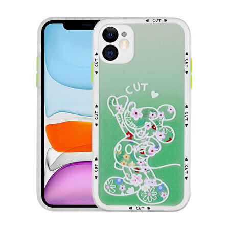 iPhone 11 Uyumlu Kamera Korumalı Desenli Sert Zore Hess Kılıf-NO7