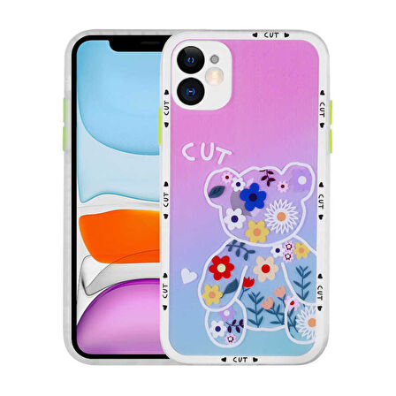 iPhone 11 Uyumlu Kamera Korumalı Desenli Sert Zore Hess Kılıf-NO10