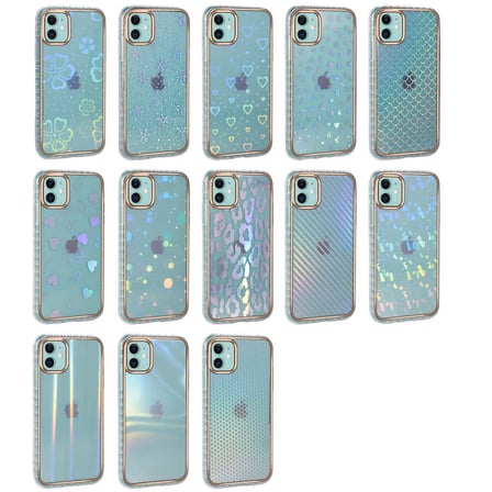 iPhone 11 Uyumlu Desenli Parlayan Transparan MKST Avva Kılıf-NO1