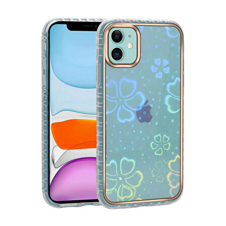 iPhone 11 Uyumlu Desenli Parlayan Transparan Zore Avva Kapak-NO5