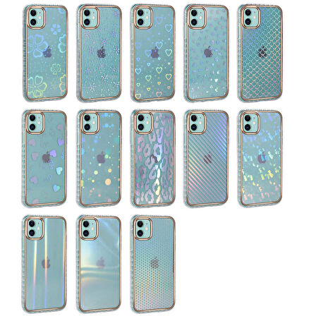 iPhone 11 Uyumlu Desenli Parlayan Transparan Zore Avva Kapak-NO5