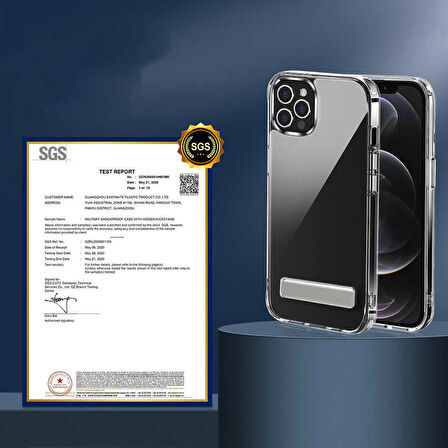 iPhone 13 Pro Max Uyumlu Standlı Şeffaf Silikon Zore L-Stand Kapak-Renksiz