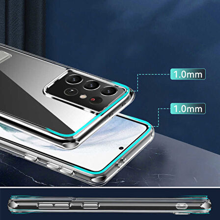 Galaxy S21 Ultra Uyumlu Standlı Şeffaf Silikon Zore L-Stand Kılıf-Renksiz