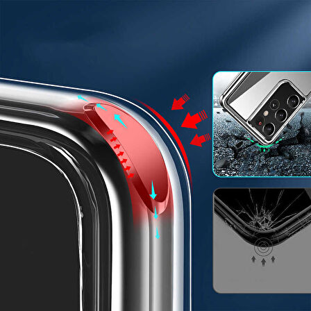 Galaxy S21 Ultra Uyumlu Standlı Şeffaf Silikon Zore L-Stand Kılıf-Renksiz