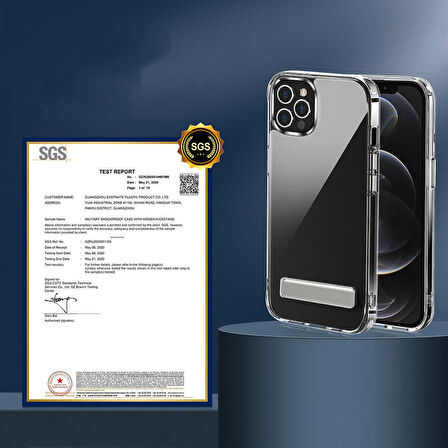 iPhone 14 Pro Uyumlu Standlı Şeffaf Silikon Zore L-Stand Kılıf-Renksiz