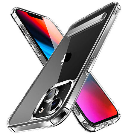 iPhone 14 Plus Uyumlu Standlı Şeffaf Silikon Zore L-Stand Kılıf-Renksiz
