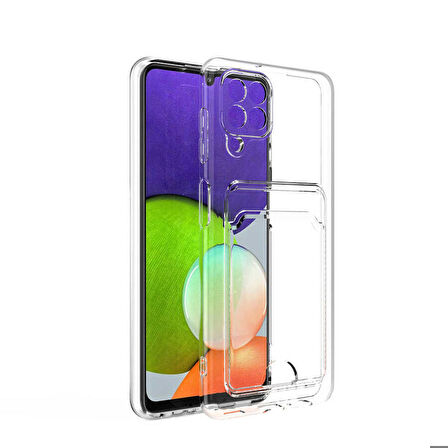 Galaxy M32 Uyumlu Kartlıklı Şeffaf Zore Setra Clear Silikon Kapak-Renksiz
