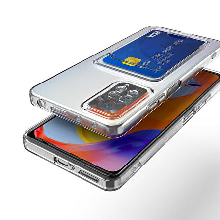 Xiaomi Redmi Note 11S Global Kılıf Kartlıklı Şeffaf Zore Setra Clear Silikon Kapak-Renksiz