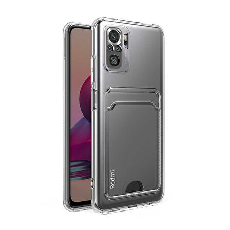 Xiaomi Poco M5S Kılıf Kartlıklı Şeffaf Zore Setra Clear Silikon Kapak-Renksiz