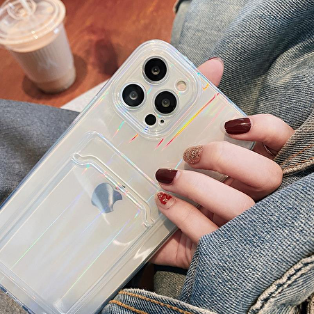 Apple iPhone 11 Pro Kılıf Şeffaf Kartlıklı Kamera Korumalı Silikon