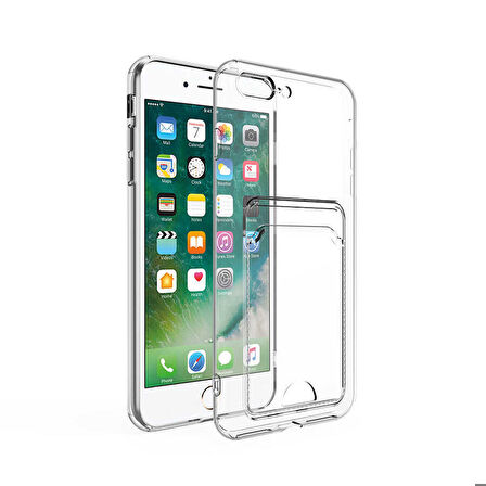 iPhone 7 Plus Uyumlu Kartlıklı Şeffaf Zore Setra Clear Silikon Kapak-Renksiz
