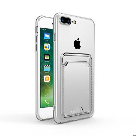 iPhone 7 Plus Uyumlu Kartlıklı Şeffaf Zore Setra Clear Silikon Kapak-Renksiz