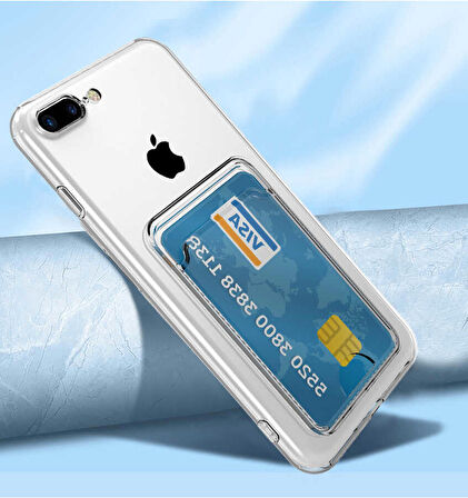 iPhone 7 Plus Uyumlu Kartlıklı Şeffaf Zore Setra Clear Silikon Kapak-Renksiz