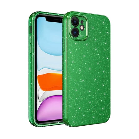 iPhone 11 Uyumlu Kamera Korumalı Simli Lüks Zore Koton Kılıf-Yeşil