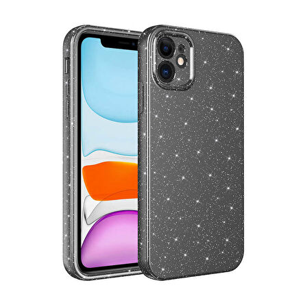 iPhone 11 Uyumlu Kamera Korumalı Simli Lüks Zore Koton Kılıf-Gri