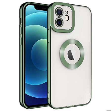 iPhone 12 Uyumlu Kamera Korumalı Logo Gösteren Zore Omega Kapak-Yeşil