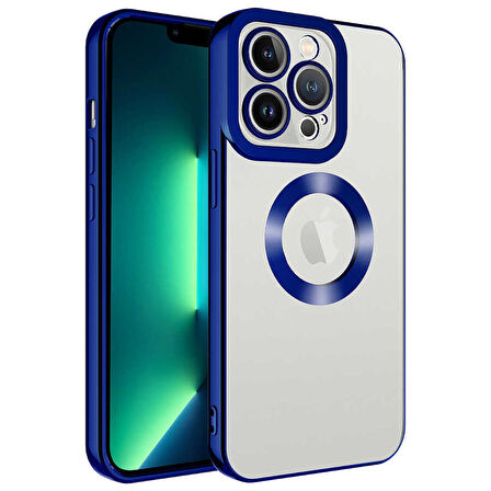 iPhone 12 Pro Uyumlu Kamera Korumalı Logo Gösteren Zore Omega Kapak-Mavi