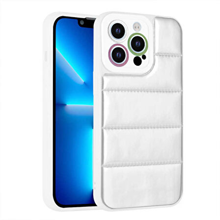 iPhone 12 Pro Max Uyumlu Kamera Korumalı AirBagli Renkli Zore Seksek Kılıf-Gümüş