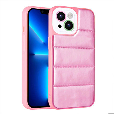iPhone 13 Uyumlu Kamera Korumalı Airbagli Renkli Zore Seksek Kapak-Pembe
