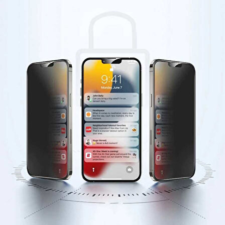 iPhone 14 Pro Max Hayalet Zore Ekran Koruyucu Uyumlu Davin Privacy Seramik Zore Ekran Film