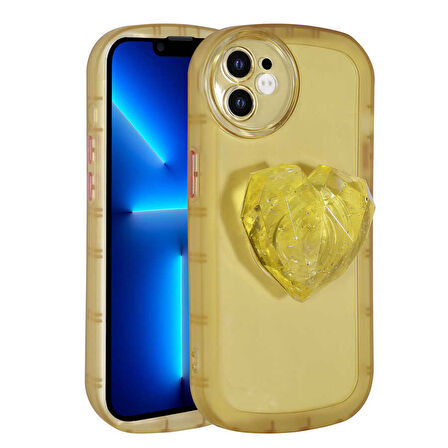 iPhone 12 Uyumlu Kamera Korumalı Pop Soketli Renkli Zore Ofro Kılıf-Sarı