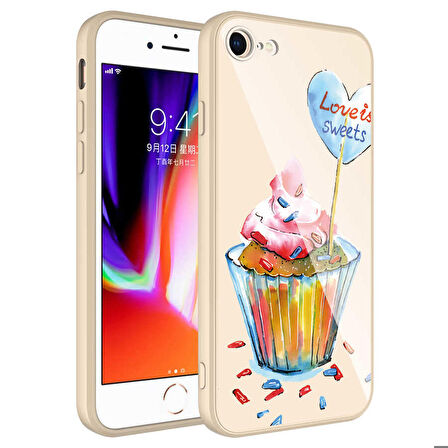 iPhone 7 Uyumlu Kamera Korumalı Desenli Sert Silikon Zore Epoksi Kapak-NO8