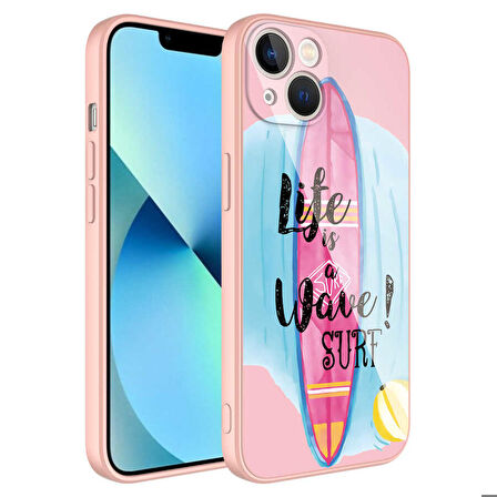 iPhone 13 Uyumlu Kamera Korumalı Desenli Sert Silikon Zore Epoksi Kapak-NO10