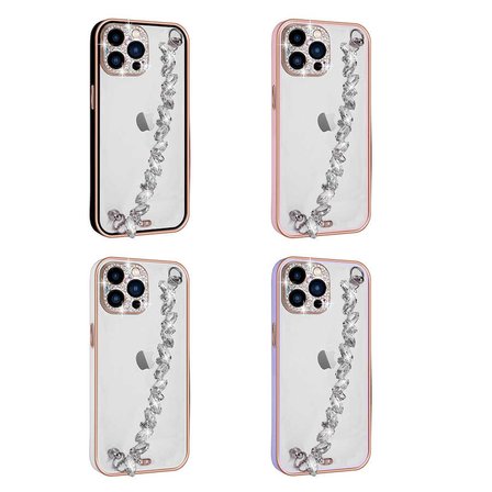 iPhone 13 Pro Max Uyumlu Taş Süslemeli Kamera Korumalı El Tutamaçlı Zore Blazer Kılıf-Siyah
